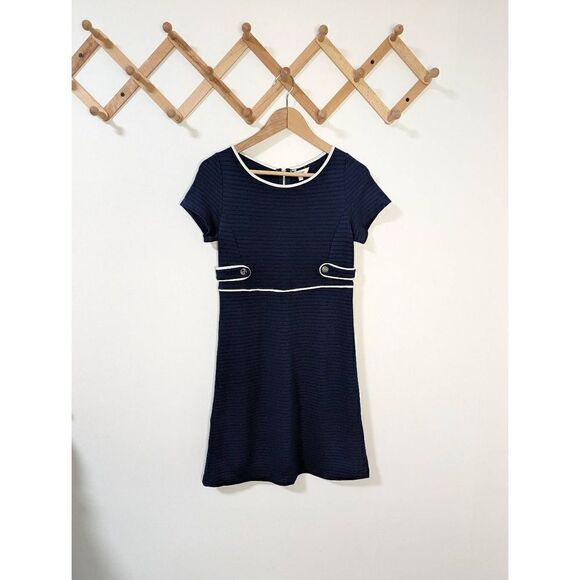 Jus d'Orange Paris Navy Blue & White Dress - Size T2 - Picture 1 of 10